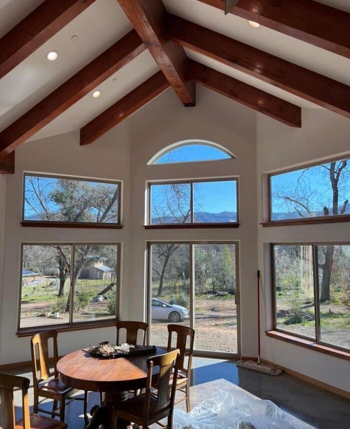 interior of a sun room in a newly built house